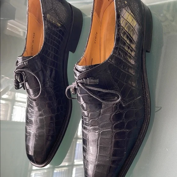 Mezlan Black Crocodile Leather Men's Shoes - Picture 3 of 10